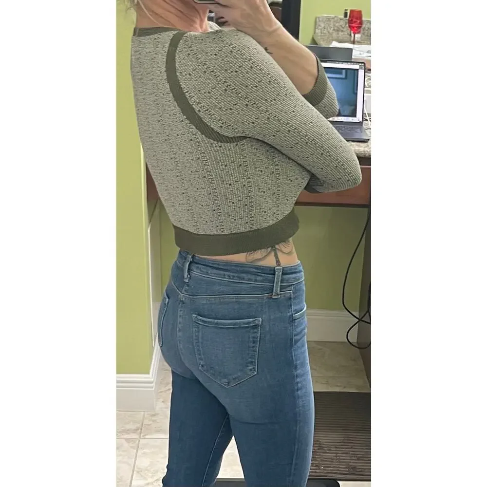 Free People We The Free medium large Give it all scoop crop top olive green